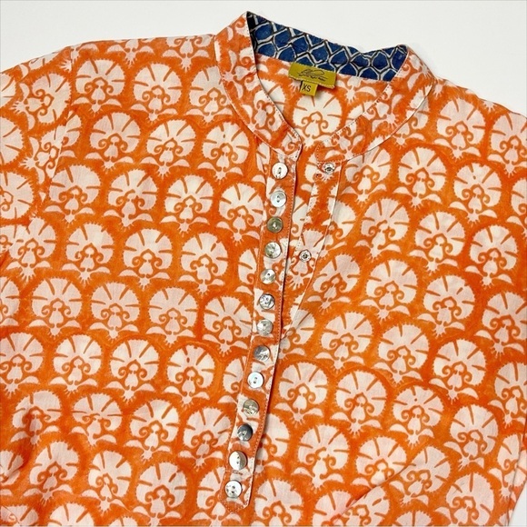 Roberta Roller Rabbit 100% Cotton Tunic Top XS orange floral swim cover up beach - Picture 6 of 13